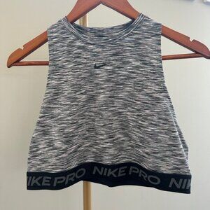 Nike Pro High Neck Crop Sports Bra – Heather Grey – Size L